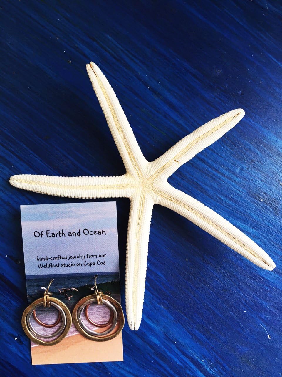 HANDMADE SUNRISE EARRINGS - OF EARTH AND OCEAN, Burnished Circles, Copper, Brass and Silverplated by Of Earth and Ocean